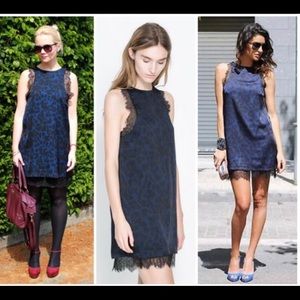 Zara navy animal print lace mini dress